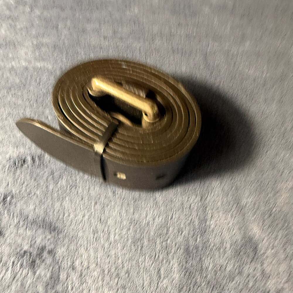 Unbranded Black Leather Belt Brass Tone Hardware